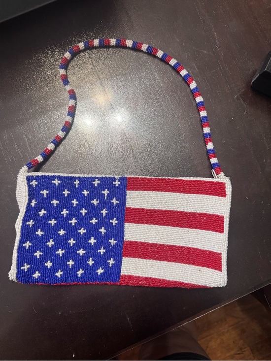 Handbags - Beaded American Flag Stars Stripes HandBag Nima Red White Blue